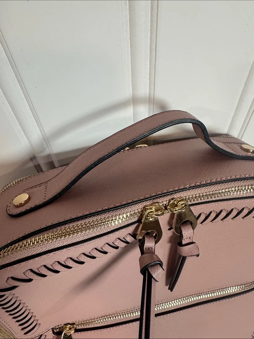 CALPAK Dusty Rose Whipstitch Laptop Backpack  pockets New